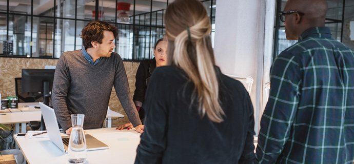 collaborative team of designers working on a new business project